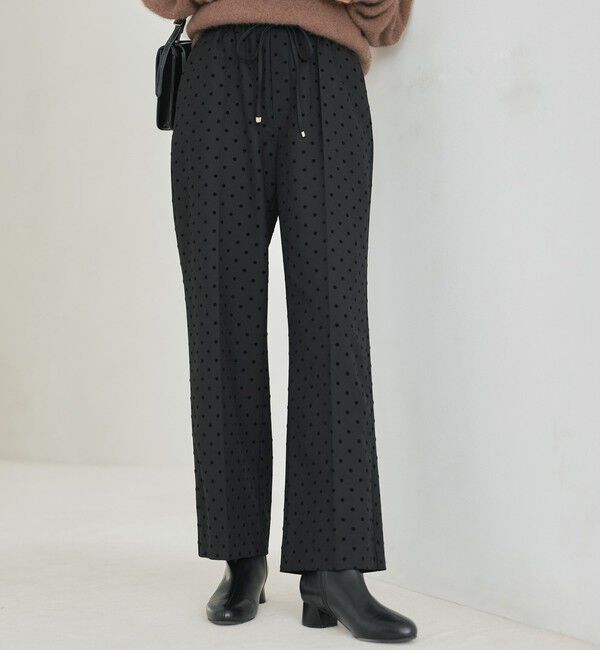 UNITED ARROWS green label relaxing「【結論シリーズ】ニーハイフレアパンツ ウラキモウ ドット［size SHORT/TALLあり］」|その他|BLACK