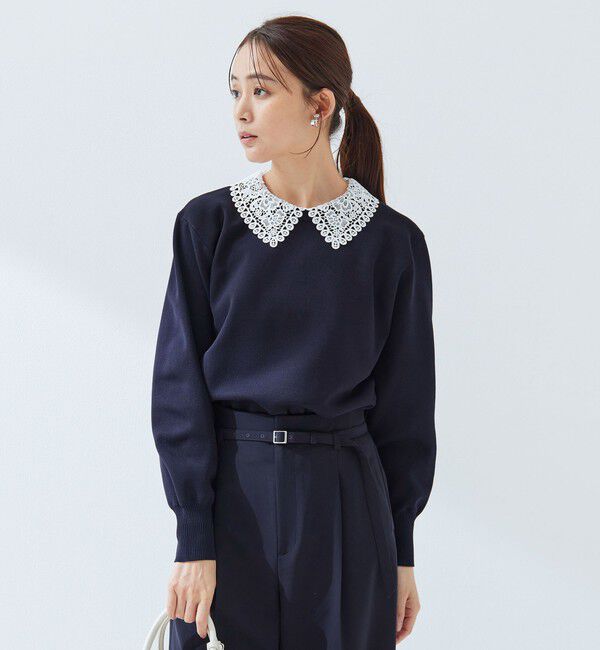 UNITED ARROWS green label relaxing「【WEB限定】エリレース 2WAY ニット プルオーバー ウォッシャブル」|ニット・セーター|