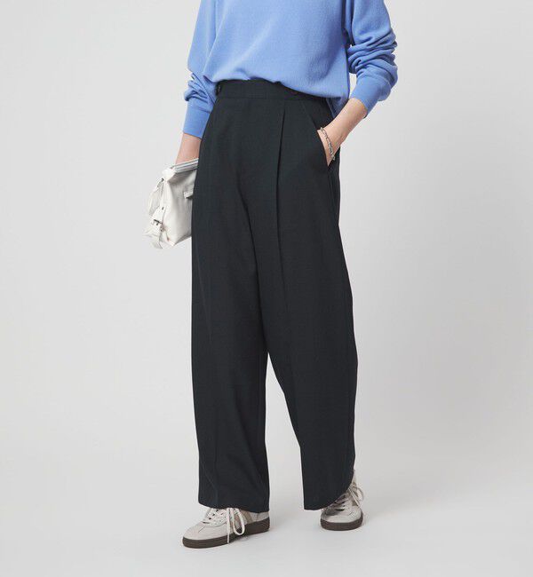 UNITED ARROWS green label relaxing「ラミーブレンド ワイド パンツ」|チノ|NAVY