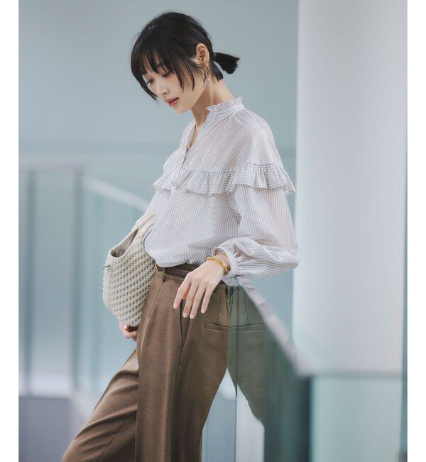 UNITED ARROWS green label relaxing「カールマイヤー ヨーク フリル ブラウス マシンウォッシャブル 通気性」|シャツ・ブラウス|