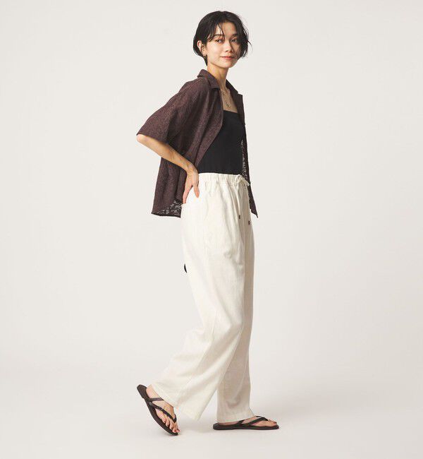 UNITED ARROWS green label relaxing「BREEZE LINEN ブリーズリネン ワイド パンツ オフホワイト ドット」|その他|