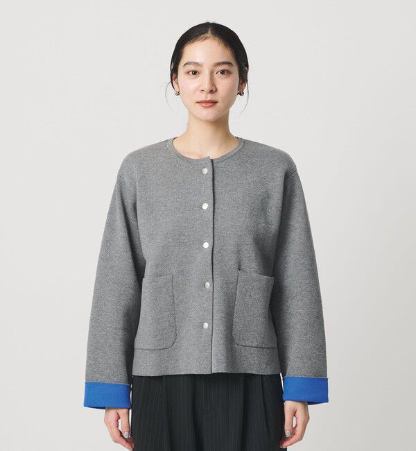 BEAUTY&YOUTH UNITED ARROWS「【WEB限定 Wardrobe DAILY MINIMAL】バイカラー スナップボタンカーディガン ウォッシャブル」|カーディガン|