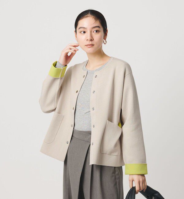 BEAUTY&YOUTH UNITED ARROWS「【WEB限定 Wardrobe DAILY MINIMAL】バイカラー スナップボタンカーディガン ウォッシャブル」|カーディガン|