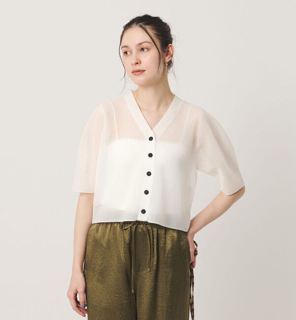 BEAUTY&YOUTH UNITED ARROWS「Vネック 畦ニット カーディガン ウォッシャブル」|カーディガン|WHITE