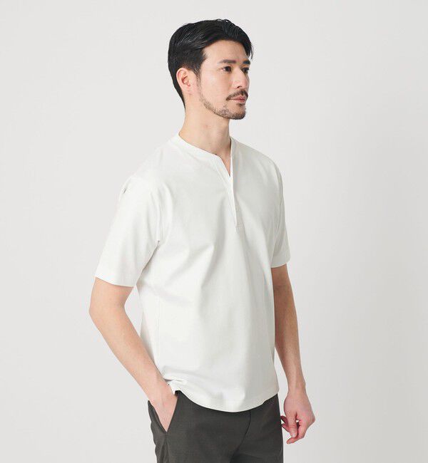 BEAUTY&YOUTH UNITED ARROWS「【WEB限定 WARDROBE SMART】クール ハイゲージ モクロディ ヘンリーネック カットソー【抗菌防臭・接触冷感」|Tシャツ・カットソー|WHITE