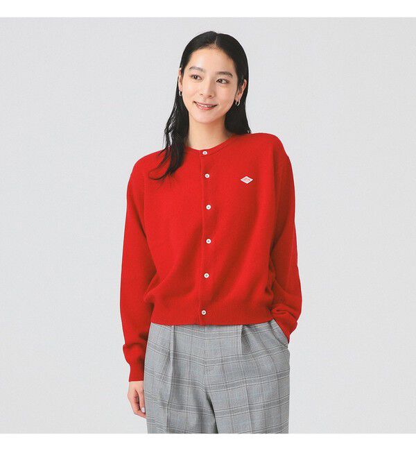 Ray BEAMS 「DANTON / LAMBS WOOL CREWNECK CARDIGAN」|カーディガン|RED