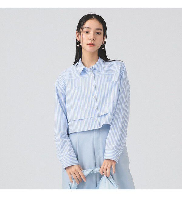 Ray BEAMS 「レイヤード ヘム クロップド シャツ」|シャツ・ブラウス|