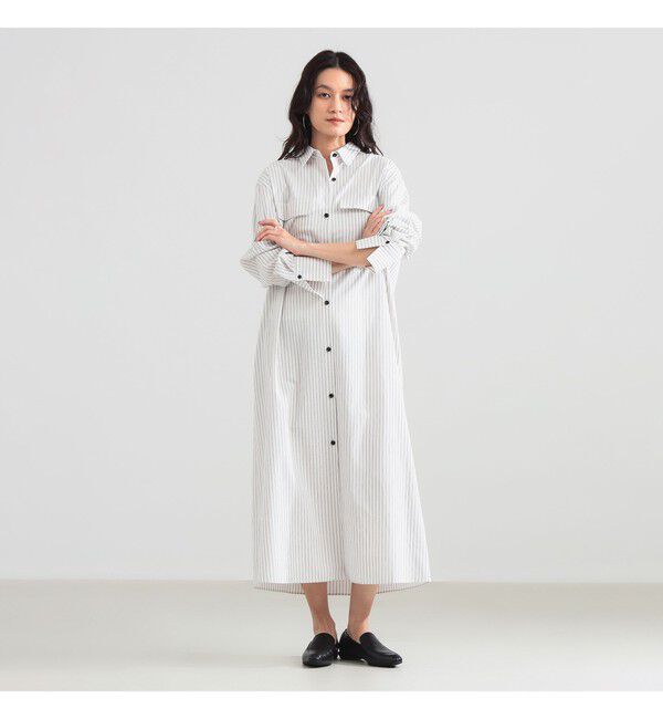Demi-Luxe BEAMS 「ストライプ シャツ ワンピース」|ワンピース|WHITE系