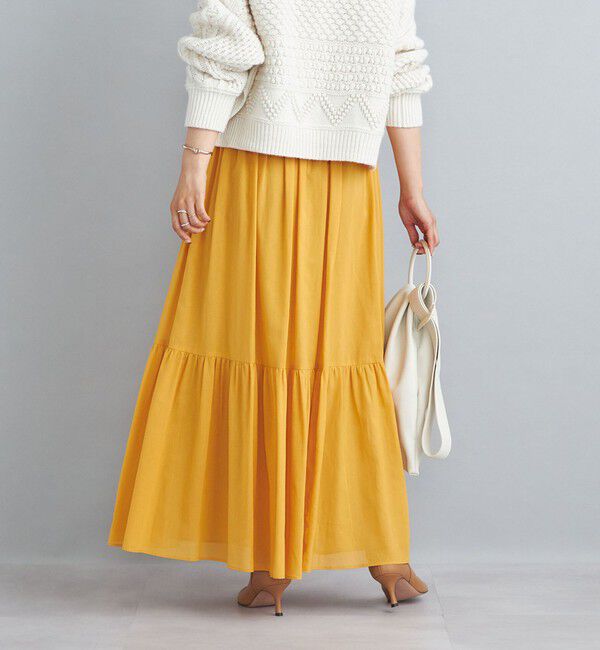 SHIPS for women「〈手洗い可能〉綿ドビー ティアード ギャザースカート◇」|スカート|