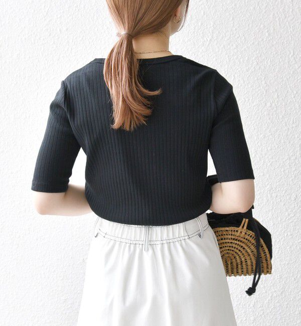 SHIPS any「《一部追加予約》SHIPS any:〈洗濯機可能〉テレコ リブ ハーフスリーブ TEE」|Tシャツ・カットソー|