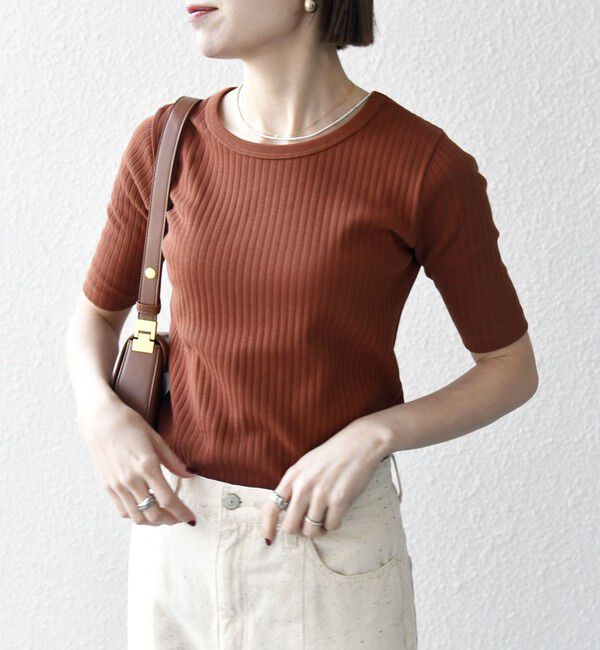 SHIPS any「《一部追加予約》SHIPS any:〈洗濯機可能〉テレコ リブ ハーフスリーブ TEE」|Tシャツ・カットソー|