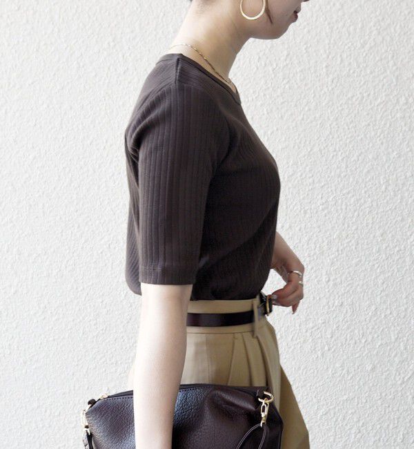 SHIPS any「《一部追加予約》SHIPS any:〈洗濯機可能〉テレコ リブ ハーフスリーブ TEE」|Tシャツ・カットソー|