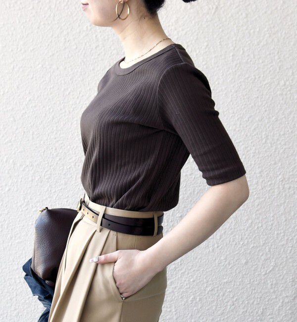 SHIPS any「《一部追加予約》SHIPS any:〈洗濯機可能〉テレコ リブ ハーフスリーブ TEE」|Tシャツ・カットソー|