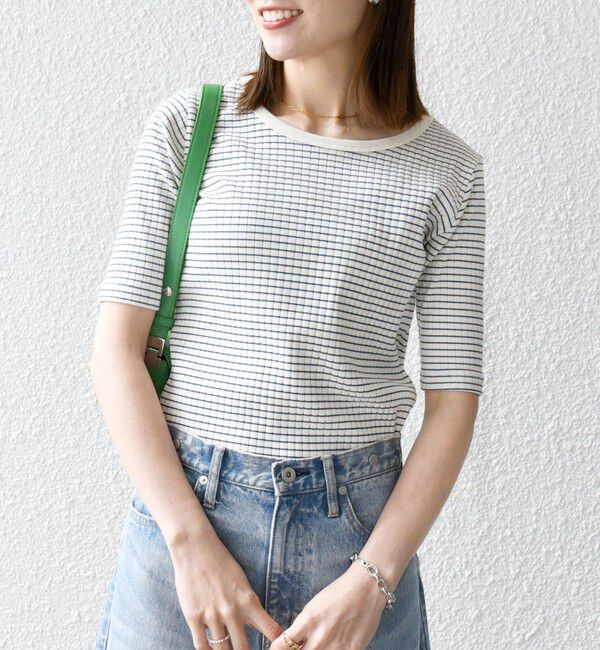 SHIPS any「《一部追加予約》SHIPS any:〈洗濯機可能〉テレコ リブ ハーフスリーブ TEE」|Tシャツ・カットソー|