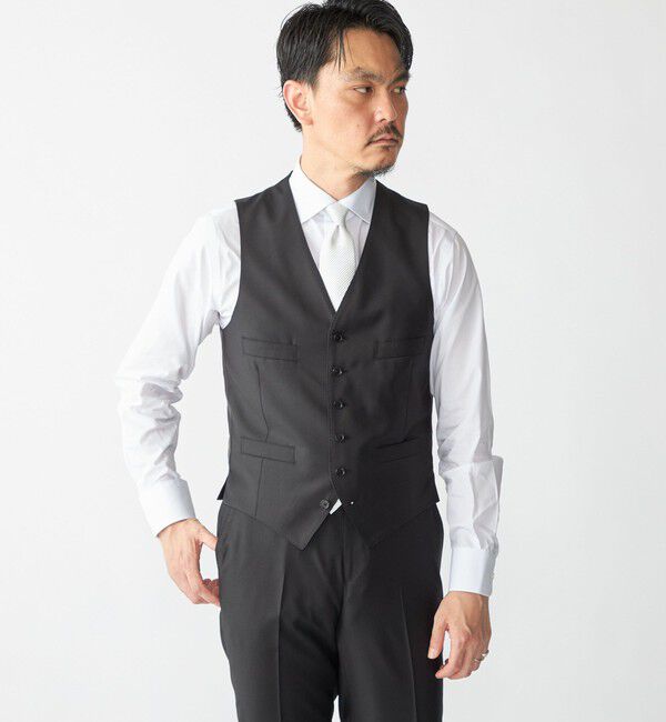 SHIPS「SHIPS: LORO PIANA FABRIC オーストラリス 無地 ベスト」|ベスト・ジレ|ブラック