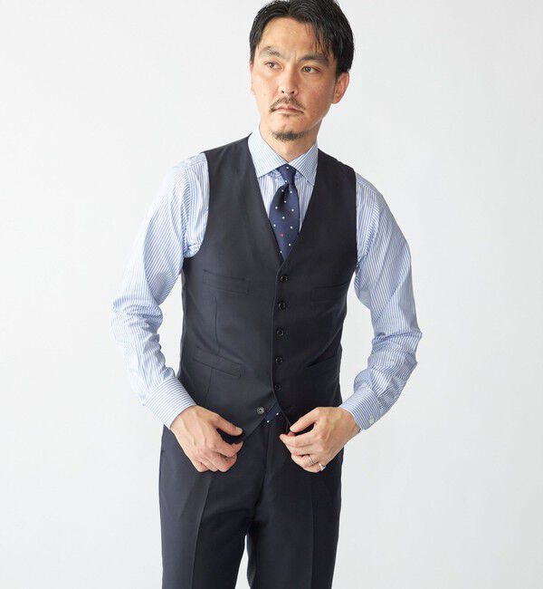 SHIPS「SHIPS: LORO PIANA FABRIC オーストラリス 無地 ベスト」|ベスト・ジレ|ネイビー