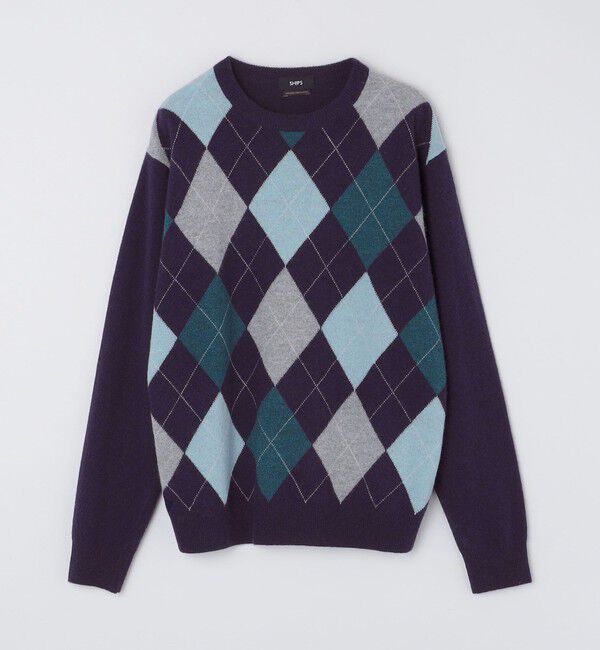 SHIPS「SHIPS: 12G イタリー ヤーン アーガイル クルーネック ニット プルオーバー」|ニット・セーター|