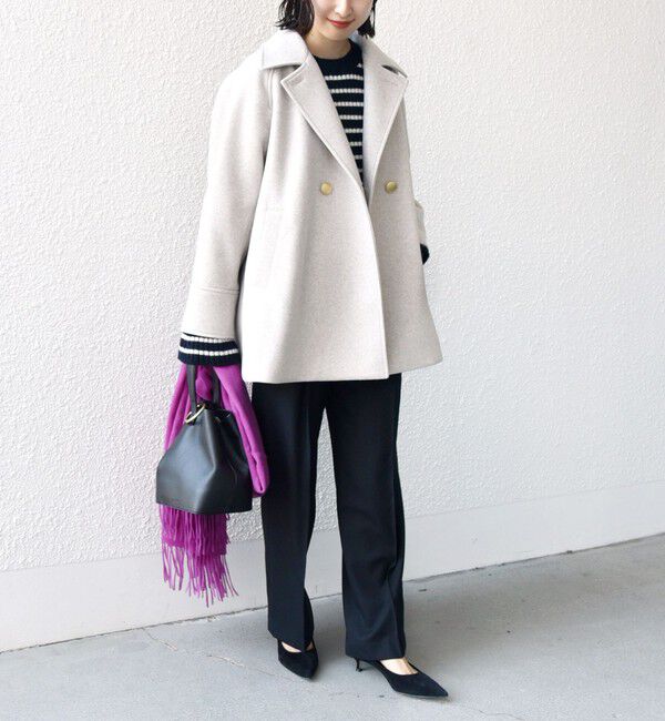 SHIPS for women「【WEB限定】〈手洗い可能〉ウール ライク ジャージー メルトン 2WAY Pコート」|ピーコート|