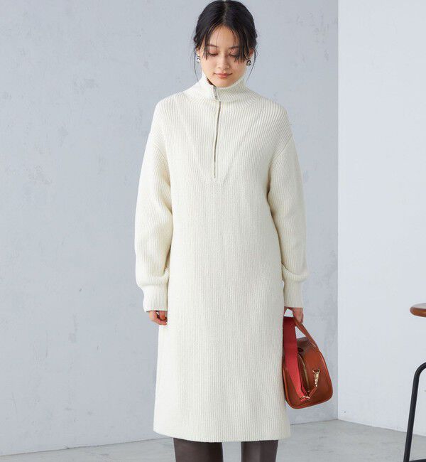 SHIPS for women「〈手洗い可能〉片畦編み ハーフ ジップ ワンピース」|ワンピース|