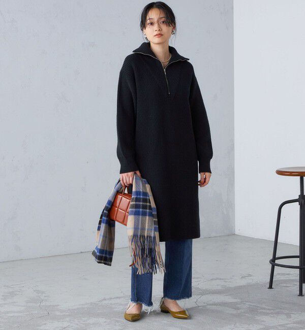 SHIPS for women「〈手洗い可能〉片畦編み ハーフ ジップ ワンピース」|ワンピース|