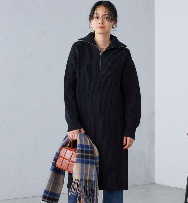 SHIPS for women「〈手洗い可能〉片畦編み ハーフ ジップ ワンピース」|ワンピース|