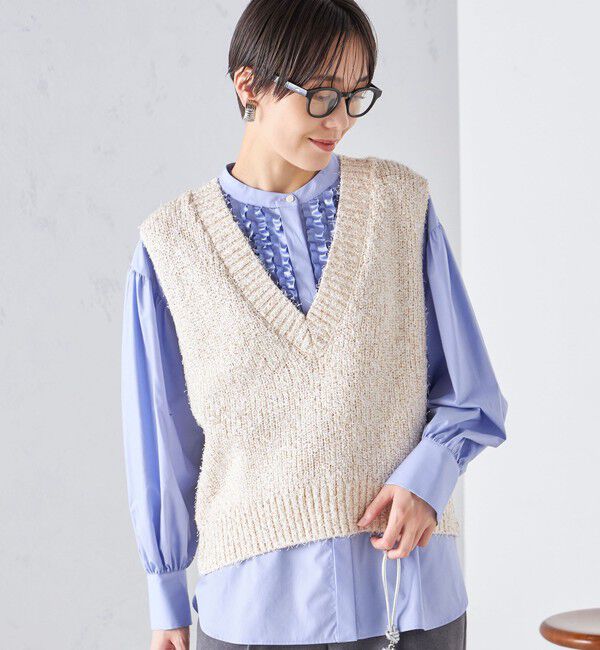 SHIPS for women「〈手洗い可能〉カール ヤーン スパンコール ベスト 24SS ◇」|ベスト・ジレ|