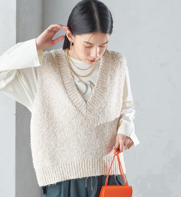 SHIPS for women「〈手洗い可能〉カール ヤーン スパンコール ベスト 24SS ◇」|ベスト・ジレ|