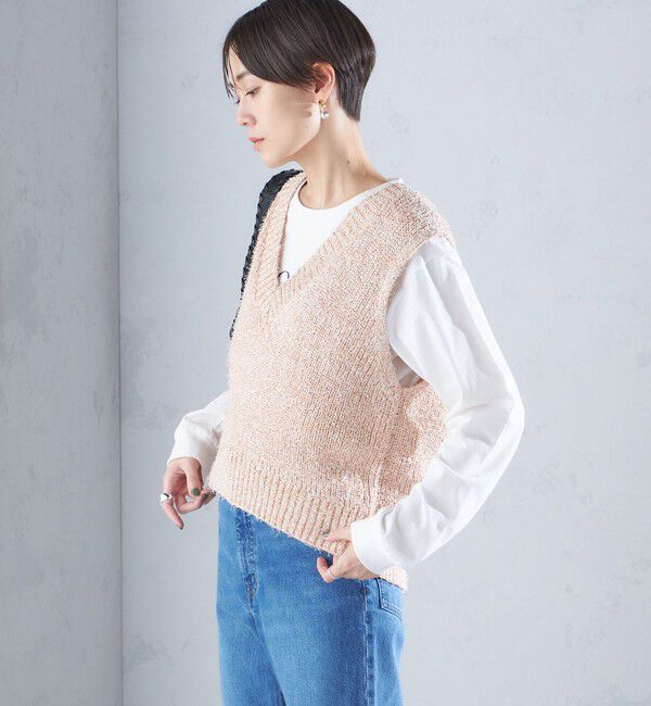 SHIPS for women「〈手洗い可能〉カール ヤーン スパンコール ベスト 24SS ◇」|ベスト・ジレ|