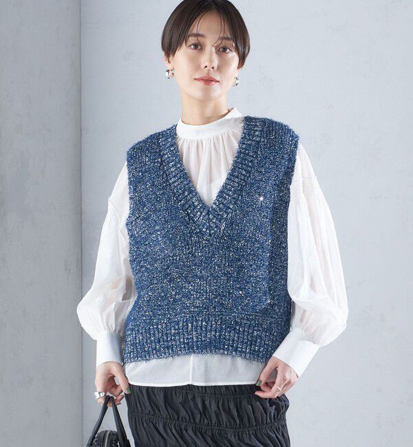 SHIPS for women「〈手洗い可能〉カール ヤーン スパンコール ベスト 24SS ◇」|ベスト・ジレ|