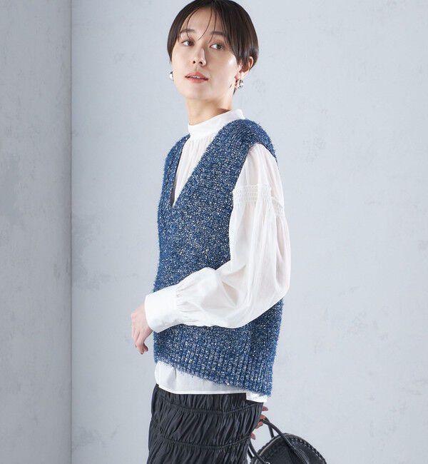 SHIPS for women「〈手洗い可能〉カール ヤーン スパンコール ベスト 24SS ◇」|ベスト・ジレ|