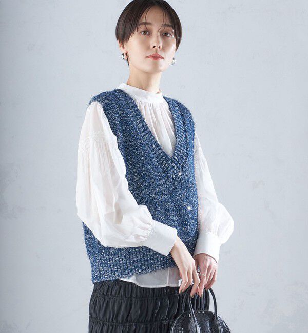 SHIPS for women「〈手洗い可能〉カール ヤーン スパンコール ベスト 24SS ◇」|ベスト・ジレ|