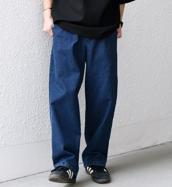 SHIPS any「SHIPS any: ベターコットン 1タック ストレッチ イージー バギー デニム パンツ◇」|デニム|ネイビー