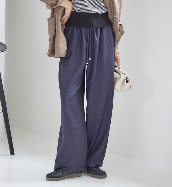 SHIPS for women「《一部追加予約》〈吸水速乾 / 防しわ / 接触冷感 / 手洗い可能〉ツイル ドロスト パンツ」|その他|ネイビー