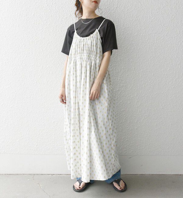 SHIPS any「SHIPS any:〈洗濯機可能〉グリッター プリント ギャザー キャミ ワンピース」|ワンピース|