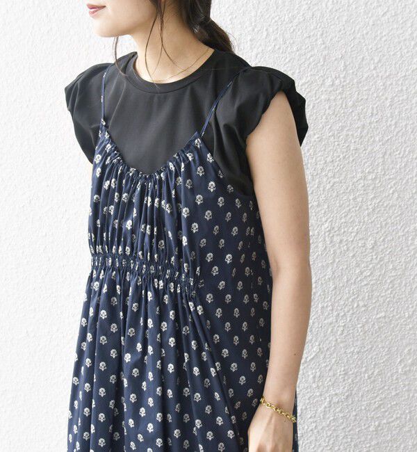 SHIPS any「SHIPS any:〈洗濯機可能〉グリッター プリント ギャザー キャミ ワンピース」|ワンピース|