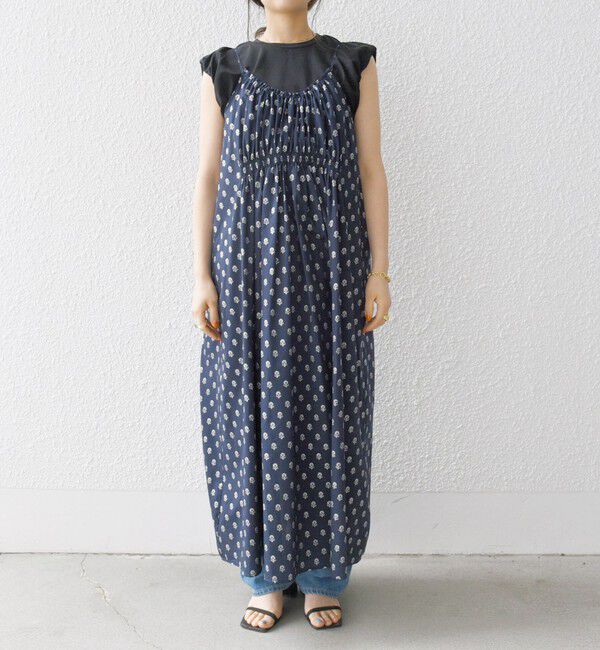 SHIPS any「SHIPS any:〈洗濯機可能〉グリッター プリント ギャザー キャミ ワンピース」|ワンピース|