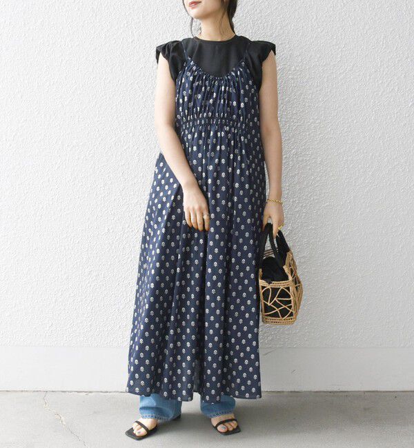 SHIPS any「SHIPS any:〈洗濯機可能〉グリッター プリント ギャザー キャミ ワンピース」|ワンピース|