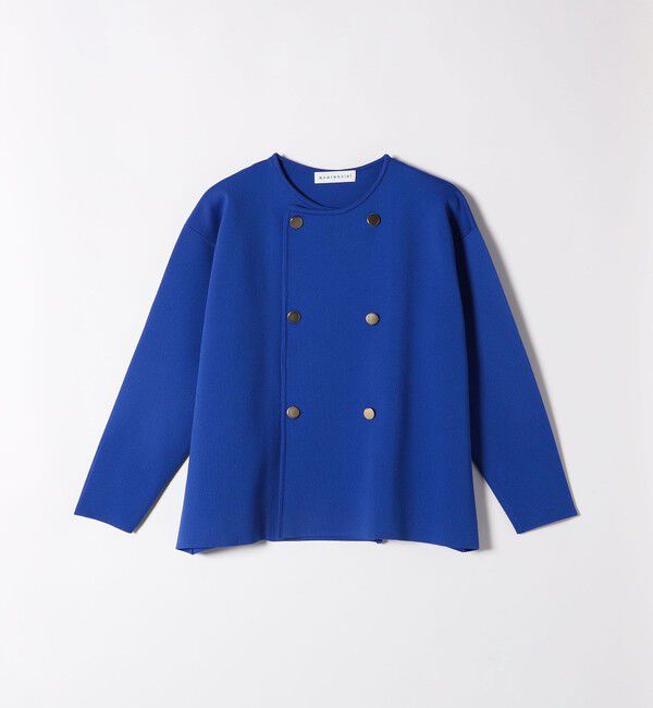 quaranciel「quaranciel:〈手洗い可能〉ニット ノーカラー ダブル ジャケット カーディガン」|カーディガン|