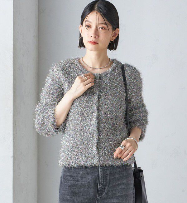SHIPS for women「〈手洗い可能〉ラメ ニット 配色 カーディガン」|カーディガン|