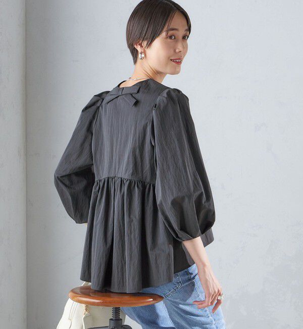 SHIPS for women「〈手洗い可能〉綿 ナイロン バック リボン ブラウス」|シャツ・ブラウス|