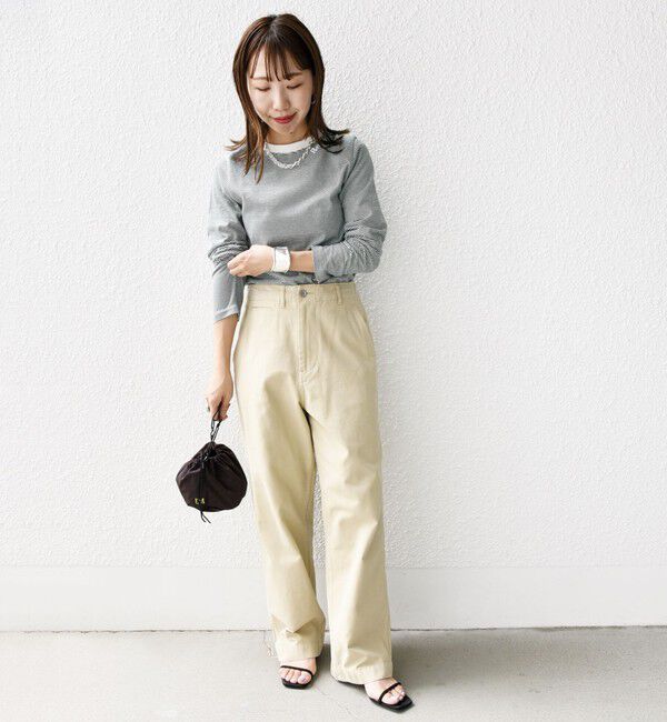 SHIPS for women「【WEB限定】〈洗濯機可能〉刺繍 デザイン ボーダー リンガー TEE」|Tシャツ・カットソー|