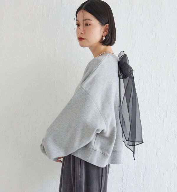 SHIPS for women「Wai＋:〈手洗い可能〉裏毛 オーガンジー スウェット」|スウェット・ジャージ|