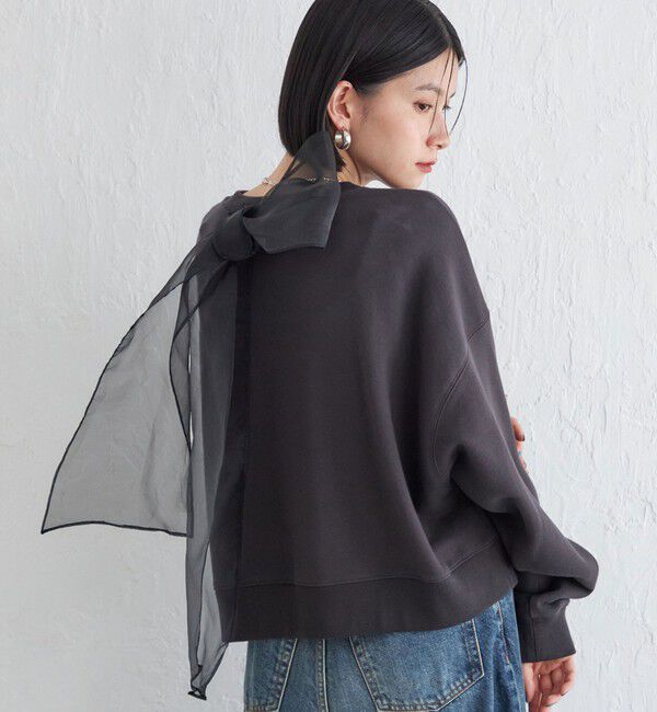 SHIPS for women「Wai＋:〈手洗い可能〉裏毛 オーガンジー スウェット」|スウェット・ジャージ|ダークグレー