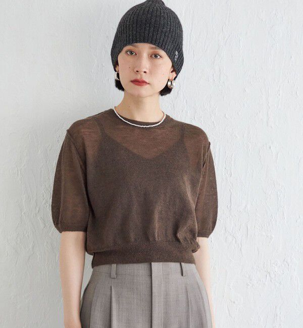 SHIPS for women「Wai＋:〈手洗い可能〉モヘヤブレンド 半袖 プルオーバー」|ニット・セーター|