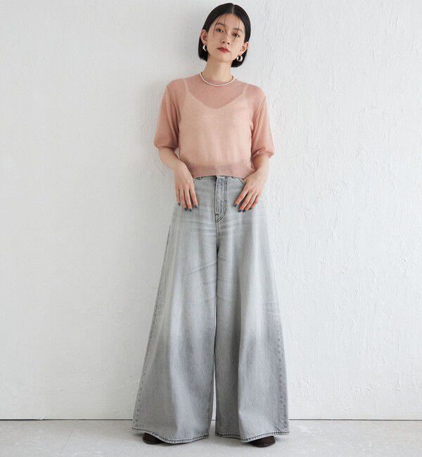 SHIPS for women「Wai＋:〈手洗い可能〉モヘヤブレンド 半袖 プルオーバー」|ニット・セーター|