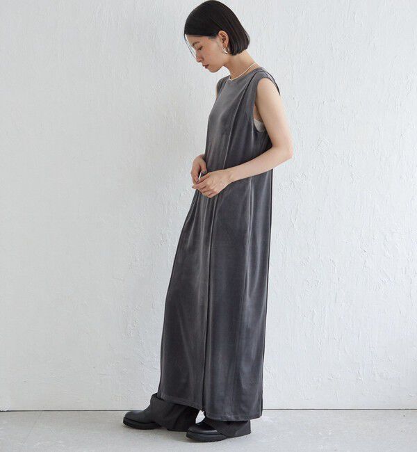 SHIPS for women「Wai＋:〈手洗い可能〉ストレッチ ポリエステル ベロア ワンピース」|ワンピース|