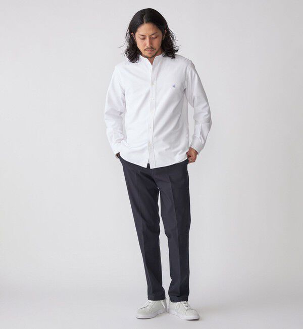 SHIPS「【WEB限定】SHIPS: 防シワ・吸水速乾 Drymix(R) ワンポイントロゴバンドカラーシャツ」|シャツ・ブラウス|