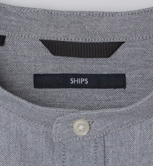SHIPS「【WEB限定】SHIPS: 防シワ・吸水速乾 Drymix(R) ワンポイントロゴバンドカラーシャツ」|シャツ・ブラウス|