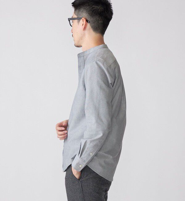 SHIPS「【WEB限定】SHIPS: 防シワ・吸水速乾 Drymix(R) ワンポイントロゴバンドカラーシャツ」|シャツ・ブラウス|