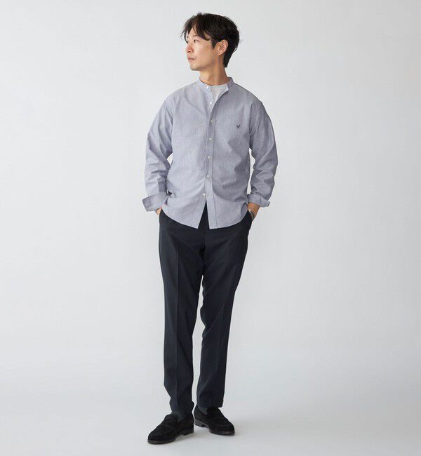 SHIPS「【WEB限定】SHIPS: 防シワ・吸水速乾 Drymix(R) ワンポイントロゴバンドカラーシャツ」|シャツ・ブラウス|